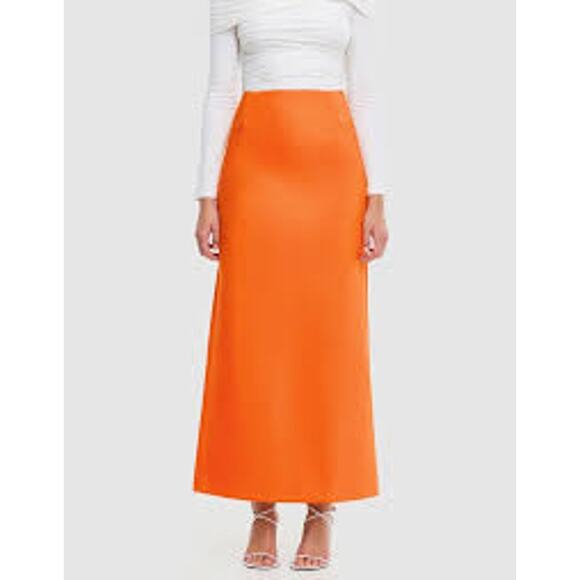 ACLER Balderstone Maxi Skirt AS2407174S-F1 Neon Tangerine Orange Scuba NEW US 4 - Picture 2 of 8